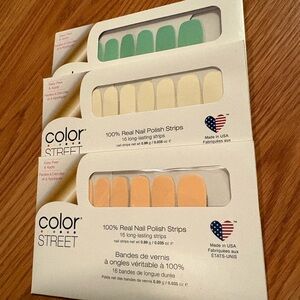 Color Street Nail Polish Strips - Mint, Ivory, Peach